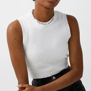 White soft terry sweater tank NWT